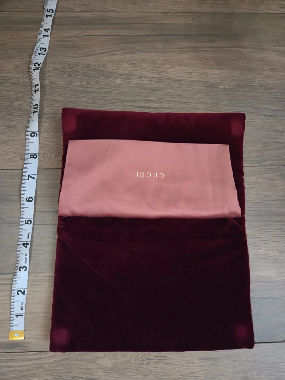 Gucci Hollywood Forever Collection Burgundy Velvet Satin Pouch Dust Bag